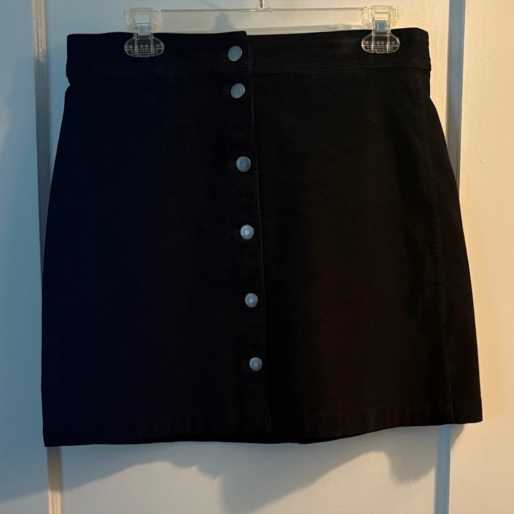 J.Crew Black Corduroy Button-Front Women's Skirt